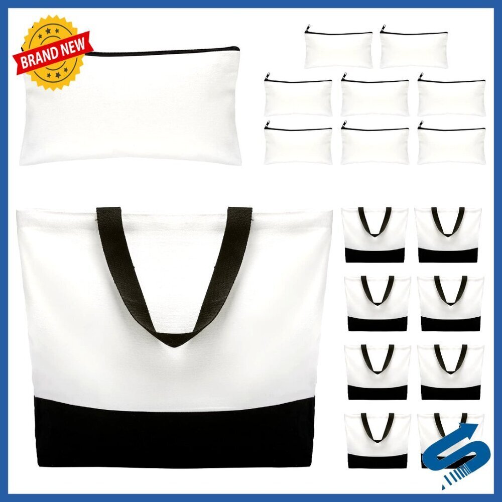 Canvas Tote Bags Bulk Set Reusable Grocery Shopping DIY Craft Travel Supplies